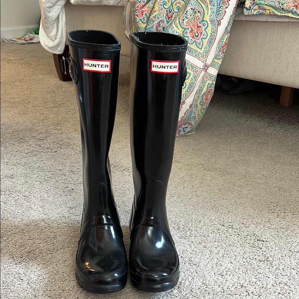 Women’s Hunter Glossy Black Rain Boots